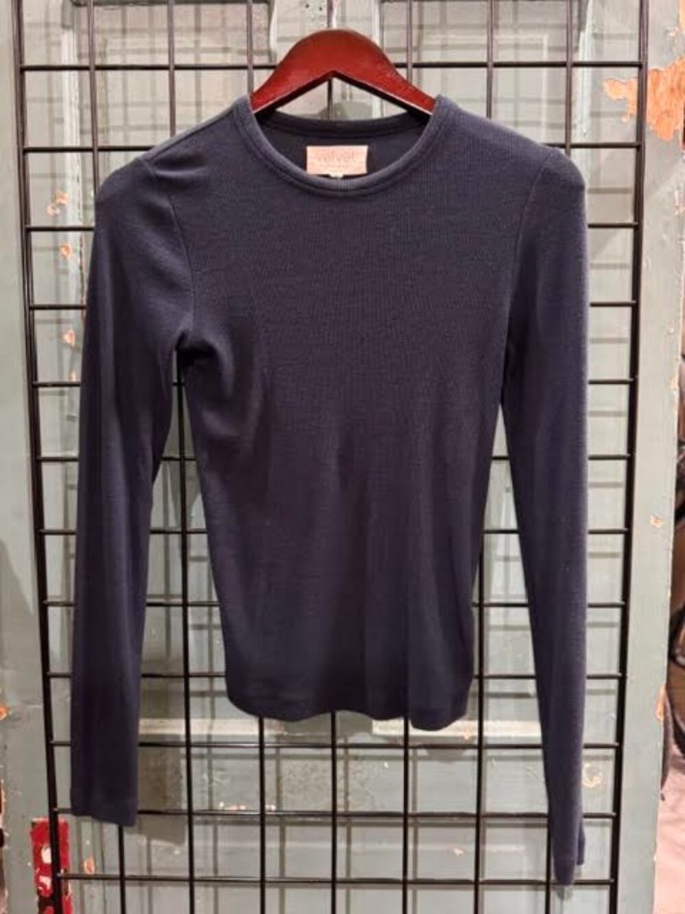 Womens Cotton Ribbed Fitted Long Sleeve by Velvet